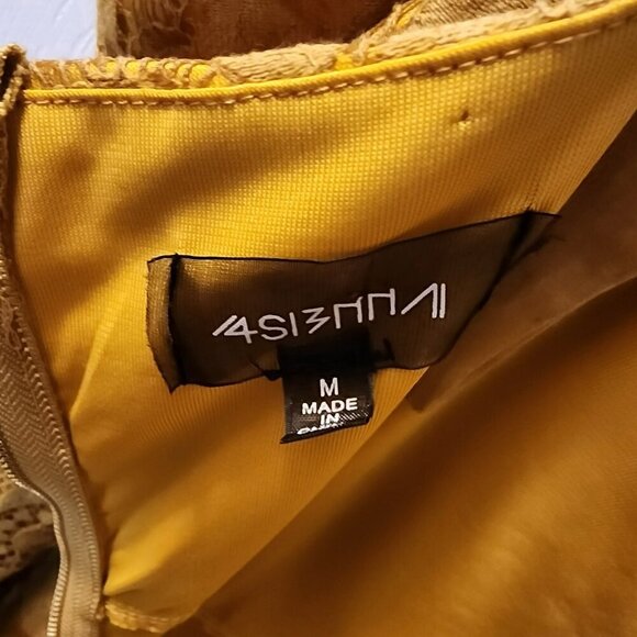 Medium 4SI3NNA Yellow Cotton Poly Blend Knee Length Dress Adjustable Straps - Picture 3 of 10